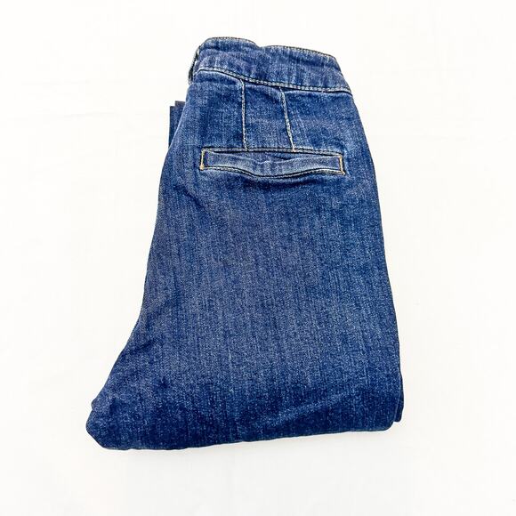 OAT NY Flare Dark Wash Denim Jeans Seamed Back Pocket Size 4 / 27 - Picture 1 of 8